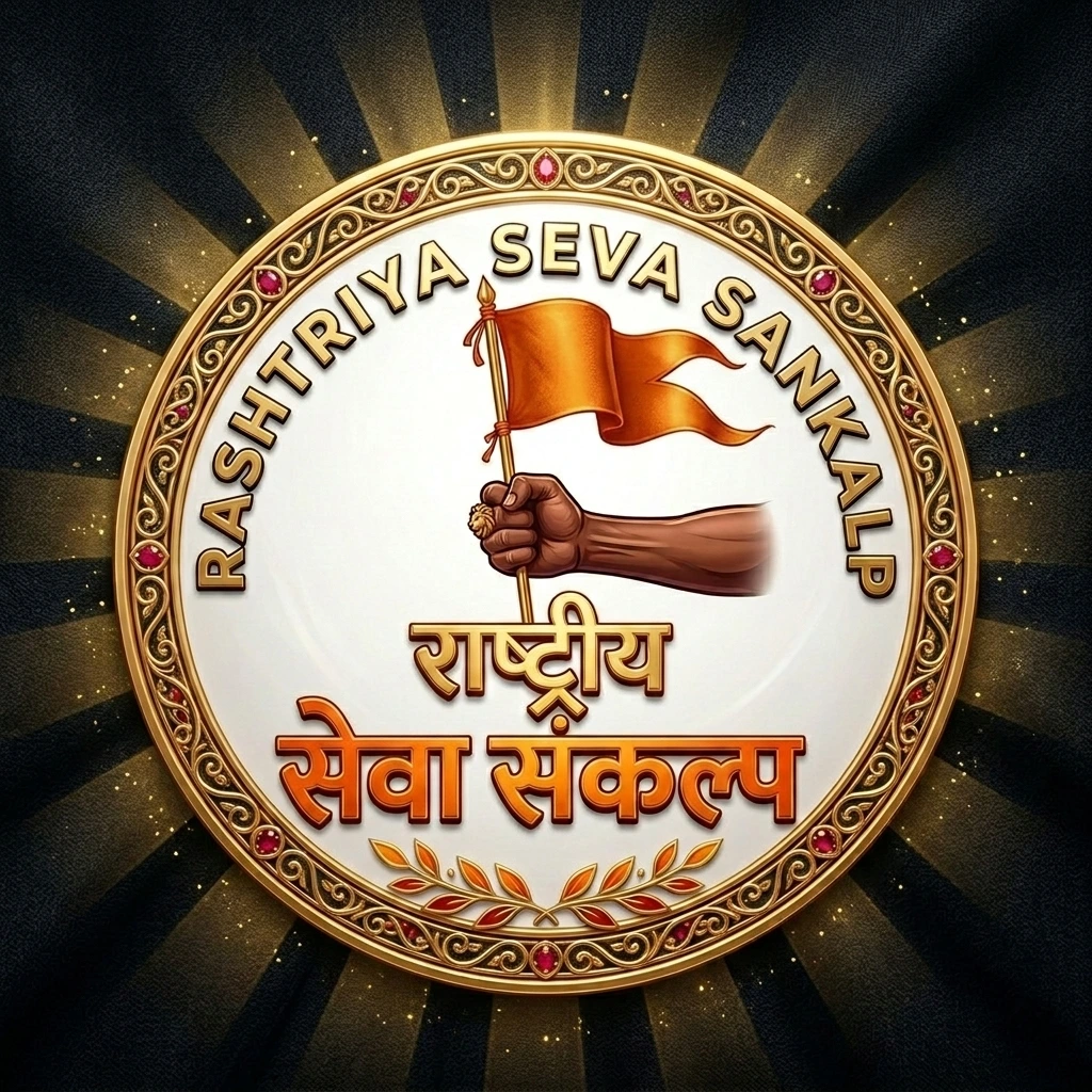 Rashtriya Seva Sankalp logo representing national service and cow protection mission in India
